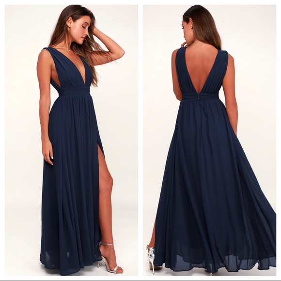Lulus Dresses & Skirts - Lulu’s Heavenly Hues Navy Blue Maxi Dress Size XS